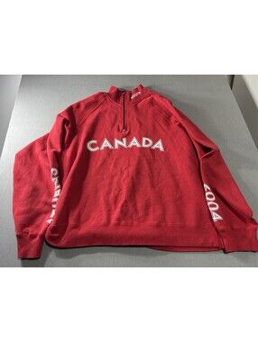 Roots Team Canada 2004 Olympics1/4 Zip Pullover Sweatshirt, Red Large